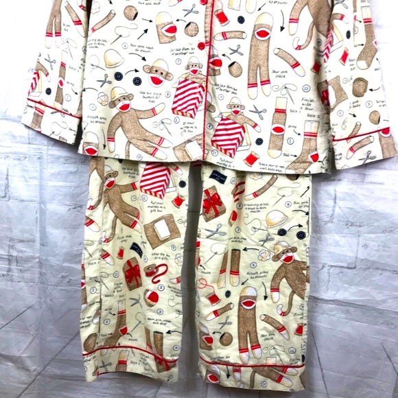 Nick & Nora How To Build A Sock Monkey 2 Piece Pajama Set Size Small Excellent - Picture 6 of 6